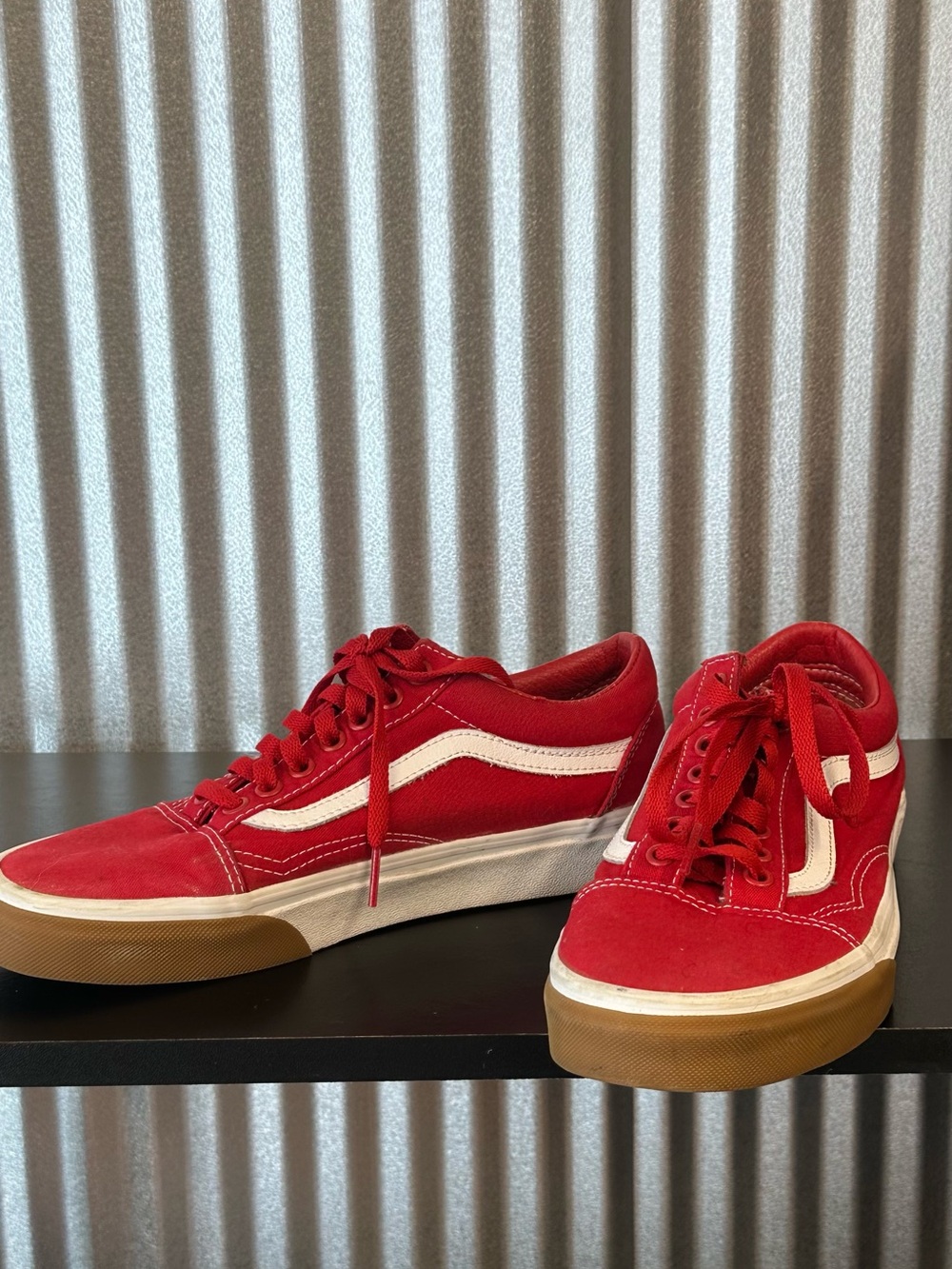 Vans Red Low-Top Skate Shoes with White Side Stripe